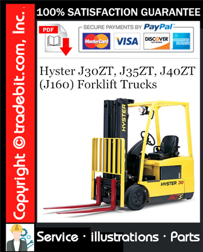Thumbnail Hyster J30ZT, J35ZT, J40ZT (J160) Forklift Trucks Parts Manual Download ★