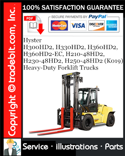 Hyster H300HD2, H330HD2, H360HD2, H360HD2-EC, H210-48HD2, H230-48HD2, H250-48HD2 (K019) Heavy-Duty Forklift Trucks Parts Manual Download ★