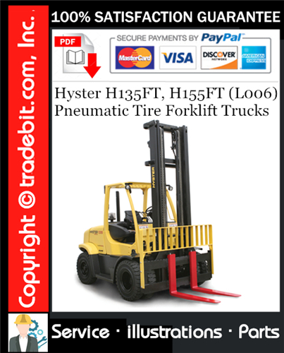 Thumbnail Hyster H135FT, H155FT (L006) Pneumatic Tire Forklift Trucks Parts Manual Download ★