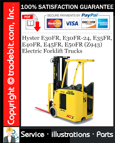 Thumbnail Hyster E30FR, E30FR-24, E35FR, E40FR, E45FR, E50FR (Z943) Electric Forklift Trucks Parts Manual Download ★