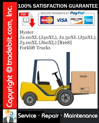 Thumbnail Hyster J2.00XL (J40XL), J2.50XL (J50XL), J3.00XL (J60XL) [B168] Forklift Trucks Service Repair Manual Download ★