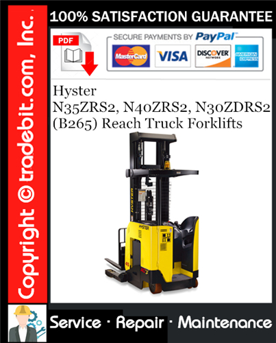Thumbnail Hyster N35ZRS2, N40ZRS2, N30ZDRS2 (B265) Reach Truck Forklifts Service Repair Manual Download ★