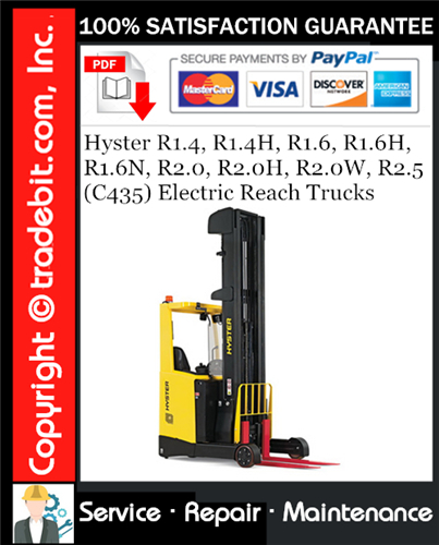 Hyster R1.4, R1.4H, R1.6, R1.6H, R1.6N, R2.0, R2.0H, R2.0W, R2.5 (C435) Electric Reach Trucks Service Repair Manual Download ★