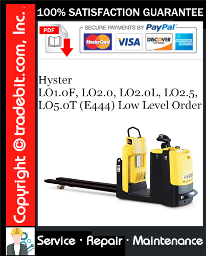 Thumbnail Hyster LO1.0F, LO2.0, LO2.0L, LO2.5, LO5.0T (E444) Low Level Order Pickers Service Repair Manual Download ★