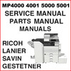 Thumbnail Ricoh Aficio MP4000, 4001, MP5000, 5001 Service Manual, Parts Catalog, PTP Manuals - DOWNLOAD