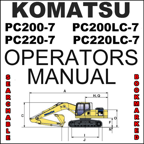 Komatsu PC200-7, PC200LC-7, PC220-7, PC220LC-7 Hydraulic Excavator