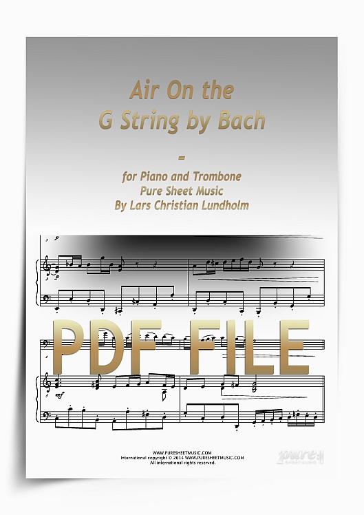 Thumbnail Air On the G String by Bach for Piano and Trombone (PDF file), Pure Sheet Music arranged by Lars Christian Lundholm