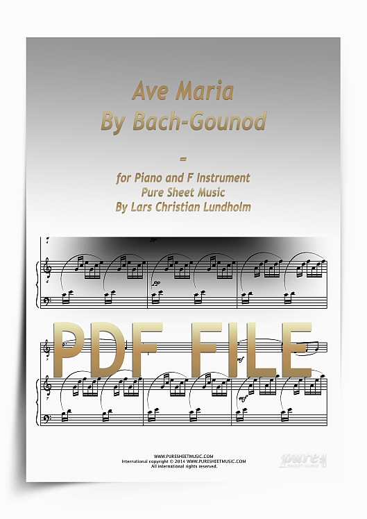 Thumbnail Ave Maria By Bach-Gounod for Piano and F Instrument (PDF file), Pure Sheet Music arranged by Lars Christian Lundholm