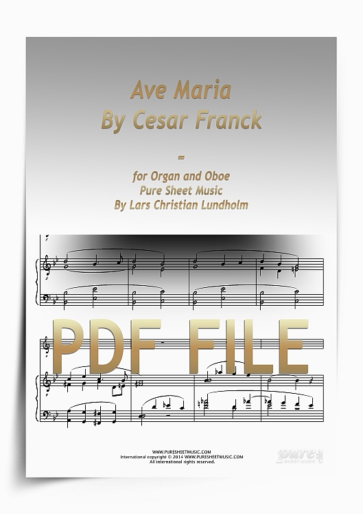 Thumbnail Ave Maria By Cesar Franck for Organ and Oboe (PDF file), Pure Sheet Music arranged by Lars Christian Lundholm