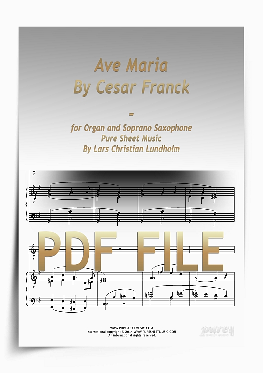Thumbnail Ave Maria By Cesar Franck for Organ and Soprano Saxophone (PDF file), Pure Sheet Music arranged by Lars Christian Lundholm