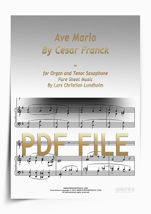Thumbnail Ave Maria By Cesar Franck for Organ and Tenor Saxophone (PDF file), Pure Sheet Music arranged by Lars Christian Lundholm