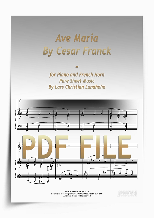 Thumbnail Ave Maria By Cesar Franck for Piano and French Horn (PDF file), Pure Sheet Music arranged by Lars Christian Lundholm