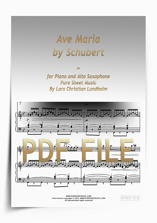 Thumbnail Ave Maria by Schubert for Piano and Alto Saxophone (PDF file), Pure Sheet Music arranged by Lars Christian Lundholm