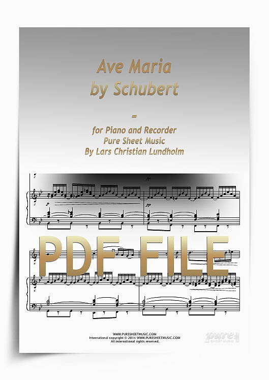 Thumbnail Ave Maria by Schubert for Piano and Recorder (PDF file), Pure Sheet Music arranged by Lars Christian Lundholm