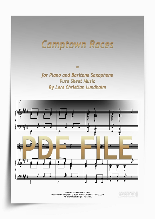 Thumbnail Camptown Races for Piano and Baritone Saxophone (PDF file), Pure Sheet Music arranged by Lars Christian Lundholm