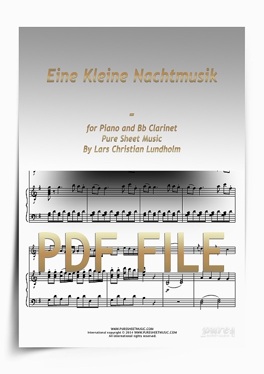 Thumbnail Eine Kleine Nachtmusik for Piano and Bb Clarinet (PDF file), Pure Sheet Music arranged by Lars Christian Lundholm