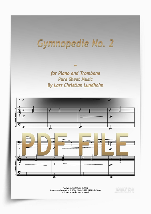 Thumbnail Gymnopedie No. 2 for Piano and Trombone (PDF file), Pure Sheet Music arranged by Lars Christian Lundholm