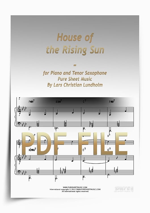 Thumbnail House of the Rising Sun for Piano and Tenor Saxophone (PDF file), Pure Sheet Music arranged by Lars Christian Lundholm