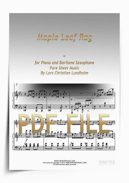 Thumbnail Maple Leaf Rag for Piano and Baritone Saxophone (PDF file), Pure Sheet Music arranged by Lars Christian Lundholm