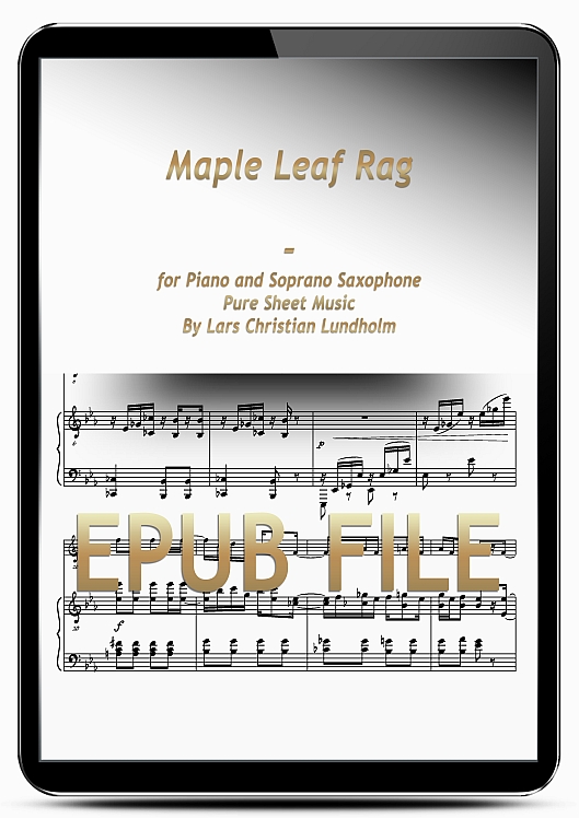 Thumbnail Maple Leaf Rag for Piano and Soprano Saxophone (EPUB file), Pure Sheet Music as Ebook arranged by Lars Christian Lundholm