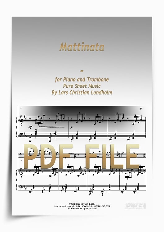 Thumbnail Mattinata for Piano and Trombone (PDF file), Pure Sheet Music arranged by Lars Christian Lundholm Thumbnail Mattinata for Piano and Trombone (PDF file), Pure Sheet Music arranged by Lars Christian Lundholm