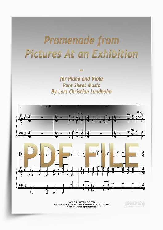 Thumbnail Promenade from Pictures At an Exhibition for Piano and Viola (PDF file), Pure Sheet Music arranged by Lars Christian Lundholm