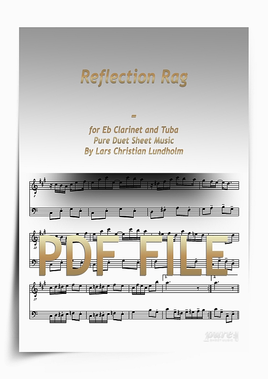 Thumbnail Reflection Rag for Eb Clarinet and Tuba (PDF file), Pure Sheet Music arranged by Lars Christian Lundholm