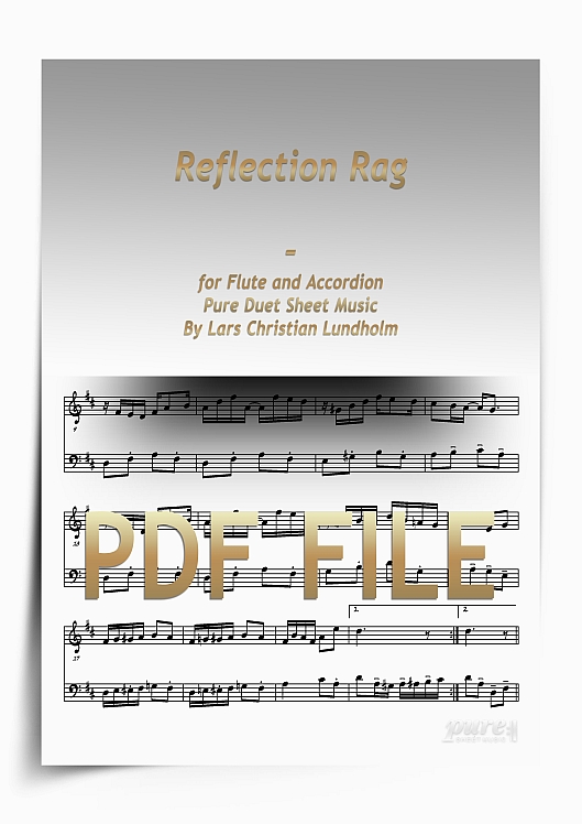 Thumbnail Reflection Rag for Flute and Accordion (PDF file), Pure Sheet Music arranged by Lars Christian Lundholm