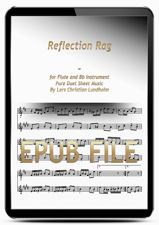 Thumbnail Reflection Rag for Flute and Bb Instrument (EPUB file), Pure Sheet Music as Ebook arranged by Lars Christian Lundholm