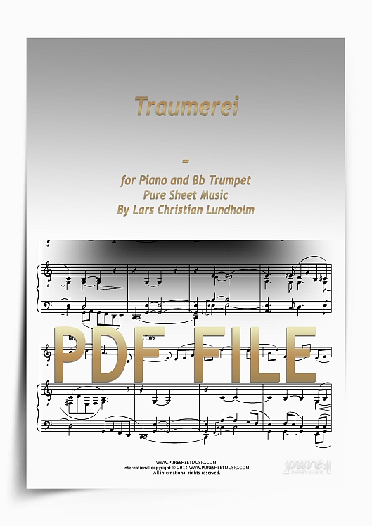 Thumbnail Traumerei for Piano and Bb Trumpet (PDF file), Pure Sheet Music arranged by Lars Christian Lundholm