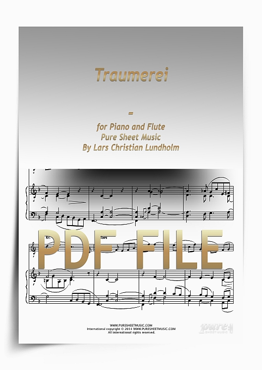 Thumbnail Traumerei for Piano and Flute (PDF file), Pure Sheet Music arranged by Lars Christian Lundholm