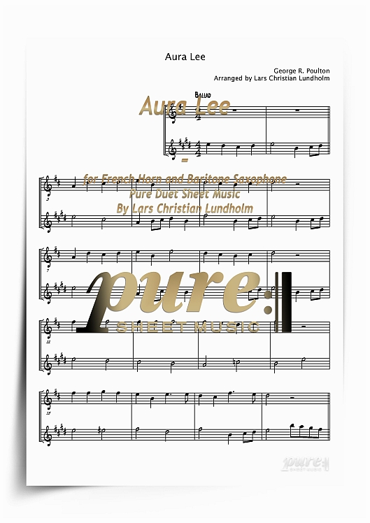 Aura Lee for French Horn and Baritone Saxophone (PDF file), Pure Sheet