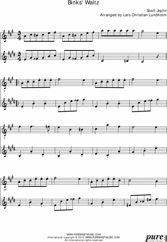 Binks Waltz Pure Sheet Music Duet for French Horn and Tenor Saxopho...