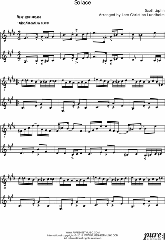 Solace Pure Sheet Music Duet for and French Horn, Arranged by