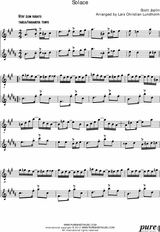 Solace Pure Sheet Music Duet for French Horn and Baritone Saxophone