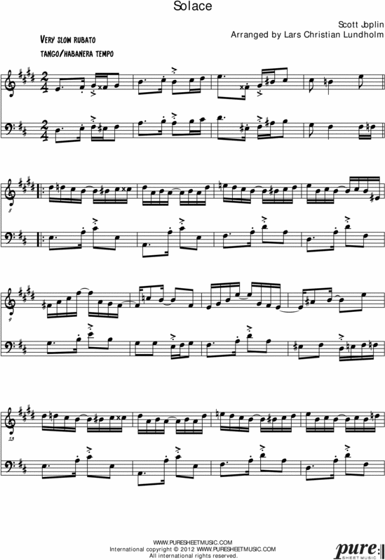 Solace Pure Sheet Music Duet for Tenor Saxophone and Trombone, Arranged