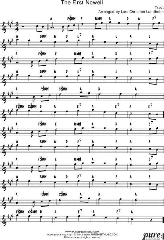 The First Nowell Pure Sheet Music Solo for English Horn, Arranged by