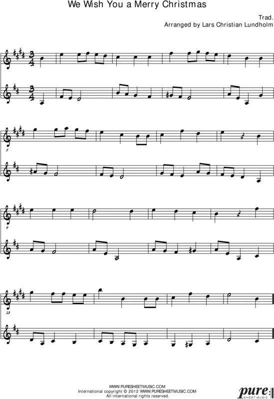 We Wish You a Merry Christmas Pure Sheet Music Duet for Baritone