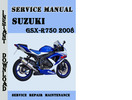 Thumbnail Suzuki GSX-R750 2008 Service Repair Manual Pdf Download