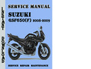 Thumbnail Suzuki GSF650(F) 2008-2009 Service Repair Manual Pdf 