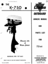 Thumbnail Clinton, K750, 7.5 HP outboard owners and parts manual oem