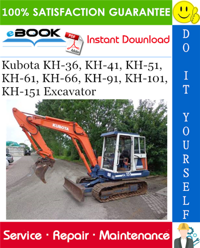 Thumbnail ☆☆ Best ☆☆ Kubota KH-36, KH-41, KH-51, KH-61, KH-66, KH-91, KH-101, KH-151 Excavator Service Repair Manual