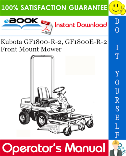Thumbnail ☆☆ Best ☆☆ Kubota GF1800-R-2, GF1800E-R-2 Front Mount Mower Operators Manual