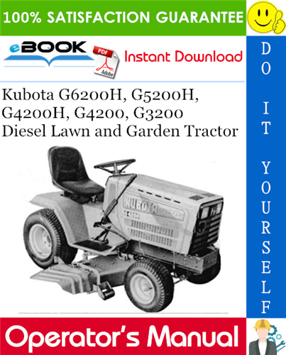 Thumbnail ☆☆ Best ☆☆ Kubota G6200H, G5200H, G4200H, G4200, G3200 Diesel Lawn and Garden Tractor Operators Manual