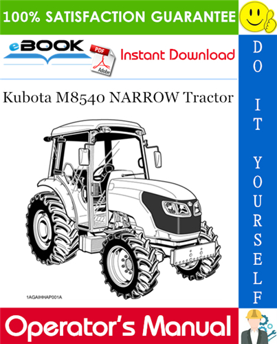 Thumbnail ☆☆ Best ☆☆ Kubota M8540 NARROW Tractor Operators Manual