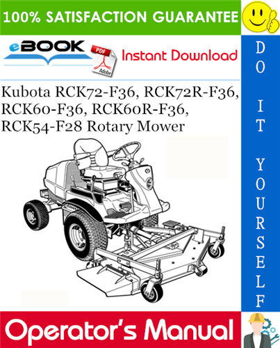 Thumbnail ☆☆ Best ☆☆ Kubota RCK72-F36, RCK72R-F36, RCK60-F36, RCK60R-F36, RCK54-F28 Rotary Mower Operators Manual