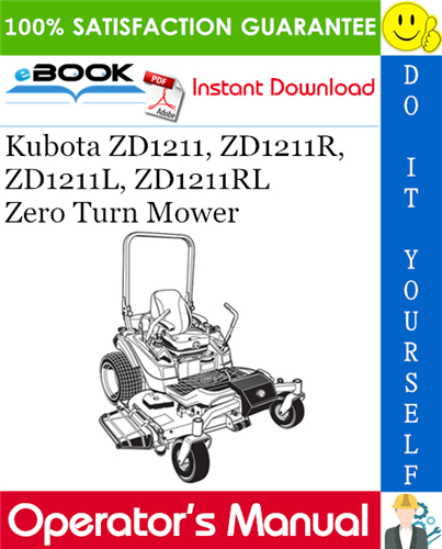 Thumbnail ☆☆ Best ☆☆ Kubota ZD1211, ZD1211R, ZD1211L, ZD1211RL Zero Turn Mower Operators Manual