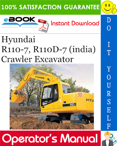 Thumbnail ☆☆ Best ☆☆ Hyundai R110-7, R110D-7 (india) Crawler Excavator Operators Manual