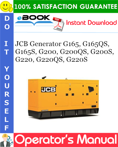 Thumbnail ☆☆ Best ☆☆ JCB Generator G165, G165QS, G165S, G200, G200QS, G200S, G220, G220QS, G220S Operators Manual