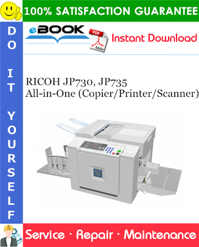 Thumbnail ☆☆ Best ☆☆ RICOH JP730, JP735 All-in-One (Copier/Printer/Scanner) Service Repair Manual + Parts Catalog